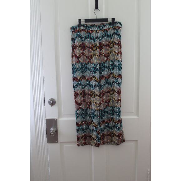AGB Pants - Women's Size Large AGB 100% Rayon Autumm colors Elastic Waist Band